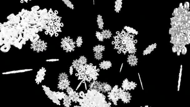 Fulgi Zăpadă Animaţi Animaţie Animaţie Crăciun Zăpadă — Videoclip de stoc
