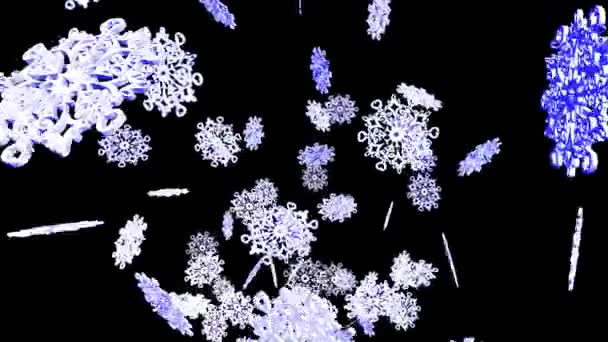 アニメーションの雪片 3Dアニメーション クリスマスアニメーション — ストック動画