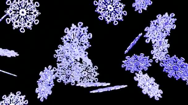Copos Nieve Animados Animación Animación Navideña Nieve — Vídeo de stock
