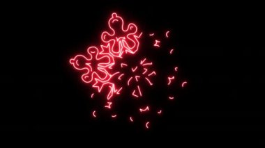 Canlandırılmış neon kar taneleri. Üç boyutlu neon renkli animasyon. Noel neon animasyonu. Neon kar. Animasyon neon Noel Baba. Neon Noel Baba.