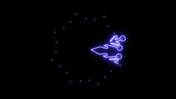 Animované Neonové Sněhové Vločky Neonová Animace Barev Vánoční Neonová Animace — Stock video