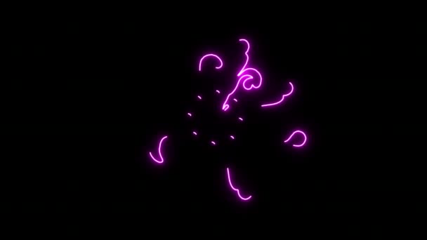 Fiocchi Neve Neon Animati Animazione Neon Colori Animazione Neon Natale — Video Stock