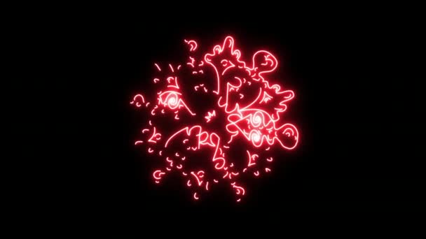 Animowane Neonowe Płatki Śniegu Kolorowa Animacja Neonów Świąteczna Animacja Neonów — Wideo stockowe