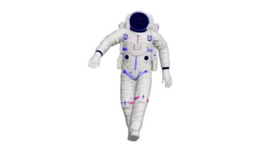 Üç boyutlu astronot dansı. Uzay giysisi içinde dans eden astronotun gerçekçi 3 boyutlu animasyonu.