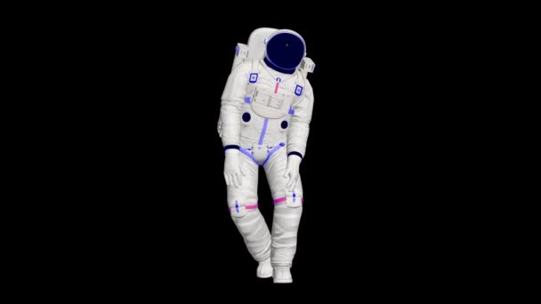Űrhajós Tánc Realisztikus Animáció Táncoló Űrhajós Űrruhában Űrben — Stock videók