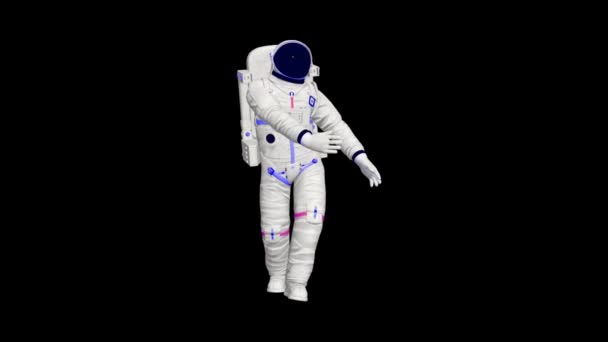 3D宇宙飛行士ダンス 宇宙服を着たダンス宇宙飛行士の現実的な3Dアニメーション — ストック動画