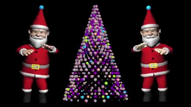 Kerstman Kerst Animatie Kerstman Dansen Kerstboom Kerstman Dansen Met Kerstmis — Stockvideo