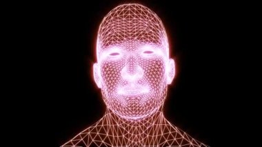 Konuşan ağ kafa. Kafa, ızgara dokusuyla konuşuyor. Animasyon dili konuşan ağ kafa. Konuşan ağ maskesi.