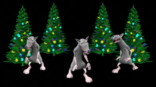 Topi Danzanti Albero Natale Animazione Professionale Realistica Danza Del Topo — Video Stock