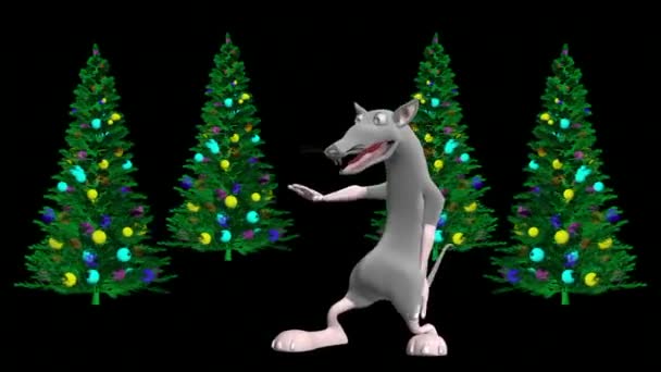 Topi Danzanti Albero Natale Animazione Professionale Realistica Danza Del Topo — Video Stock