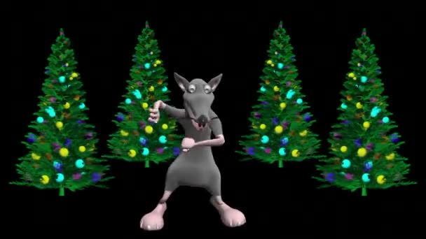 Ratos Dançarinos Árvore Natal Animação Profissional Realista Dança Rato Feliz — Vídeo de Stock