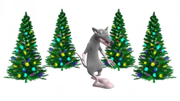 Dans Eden Fareler Noel Ağacı Gerçekçi Profesyonel Boyutlu Animasyon Fare — Stok video