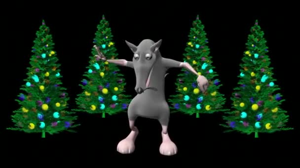 Танцюють Миші Ялинку Реалістична Професійна Анімація Танець Миші Веселого Різдва — стокове відео