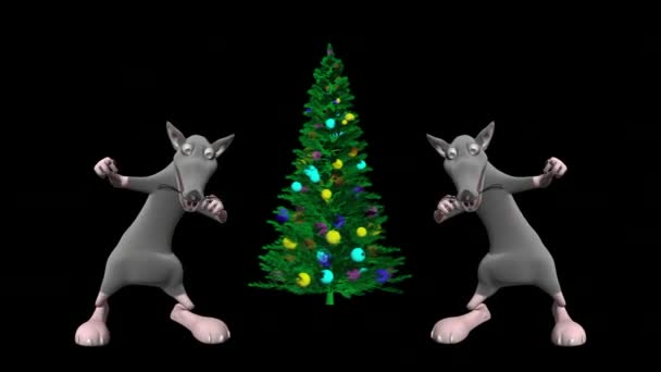 マウスとクリスマスツリーを踊る プロ仕様の3Dアニメーション マウスダンス メリークリスマス — ストック動画