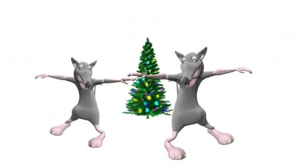 マウスとクリスマスツリーを踊る プロ仕様の3Dアニメーション マウスダンス メリークリスマス — ストック動画