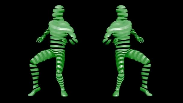 Fantastyczny Taniec Ludzie Cięcia Tańczą Tańczący Mężczyźni Warstw Futurystyczni Fragmentaryczni — Wideo stockowe
