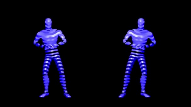 Fantastyczny Taniec Ludzie Cięcia Tańczą Tańczący Mężczyźni Warstw Futurystyczni Fragmentaryczni — Wideo stockowe