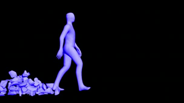 Bir Taş Adamın Gerçek Bir Boyutlu Animasyona Dönüşmesi — Stok video