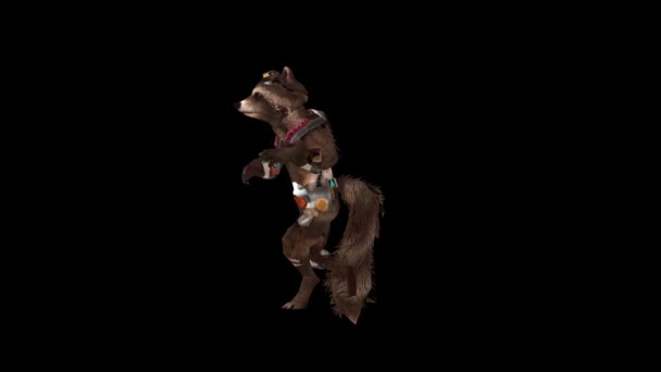Marvel Raket Tvättbjörn Animation Dansande Rakettvättbjörn Rocket Raccoon Genetiskt Och — Stockvideo