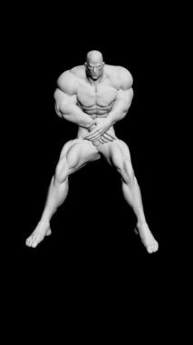 Vücut geliştirme dansı. Büyük kas dansları yapan vücut geliştirici. Büyük kaslı bir adam dans ediyor.. 