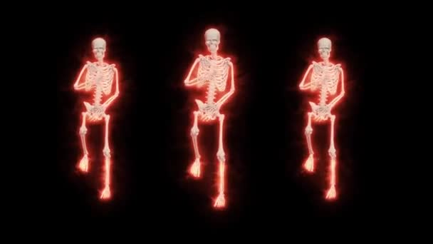 Танцюючі Вогняні Скелети Скелети Фанні Танцювальна Анімація Скелетний Танець Пожежний — стокове відео