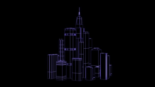 Futuristic City Animation Mesh Texture Grid — Stock Video