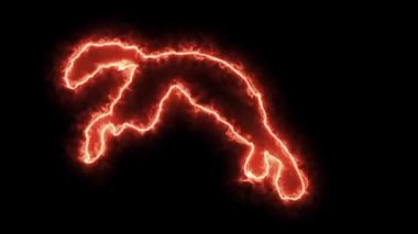 Koşan kurt yanıyor. Koşan ateşli kurt adam. Mistik yangın. Animasyon saldırıları korkunç köpek.