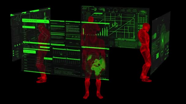 网格结构人员保持接近透明的态势图 神秘的3D动画 — 图库视频影像