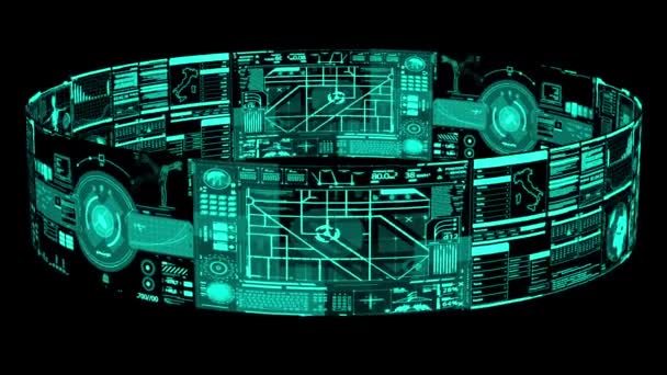 Pierścień Futurystyczne Mapy Schematy Diagramy Przyszłości Animacja — Wideo stockowe