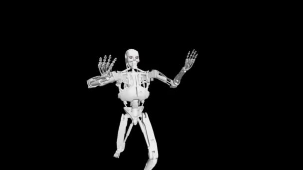 Robot Steekt Zijn Hand Naar Voren Anamorf Robot Maakt Zich — Stockvideo