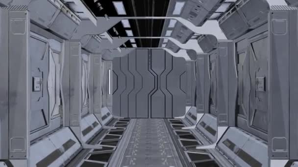 Космічний Корабель Нескінченний Тунель Моїми Навичками Анімація Голограма Відео Відеомапінг Стокове Відео 