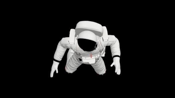 Animatie Van Astronaut Ruimtepak Ruimte Gewichtloosheid Ruimteman Het Niets Zwaartekracht Stockvideo's