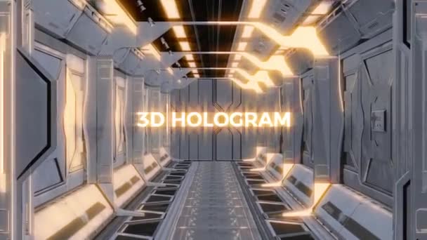 Ruimteschip Eindeloze Tunnel Met Mijn Vaardigheden Animatie Hologram Video Video — Stockvideo