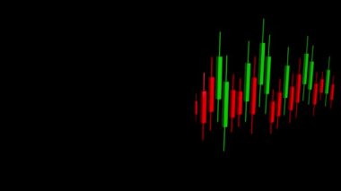 Şamdan. Borsa ticaretinin 3 boyutlu animasyon şeması. 3 boyutlu borsa animasyon mumları.