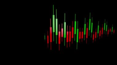3 boyutlu animasyon şamdan şeması borsa ticaretini görselleştiriyor. Piyasa eğilimlerini, fiyat hareketlerini ve finansal verileri gösteren dinamik mumlar. Dijital finans içeriğinde önx, kripto ve hisse senedi analizleri için ideal. 