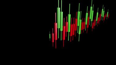 3 boyutlu animasyon şamdan şeması borsa ticaretini görselleştiriyor. Piyasa eğilimlerini, fiyat hareketlerini ve finansal verileri gösteren dinamik mumlar. Dijital finans içeriğinde önx, kripto ve hisse senedi analizleri için ideal.
