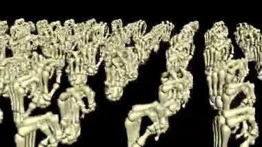 İskelet Ellerin 3 Boyutlu Canlandırması Döngü Gerçekçi Kemik Hareketindeki Parmakları Sıkıştırma ve Açma
