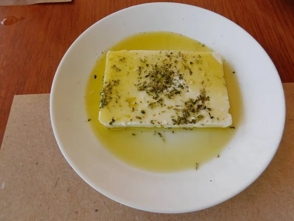 Feta Käse Mit Olivenöl Und Oregano — Stockfoto