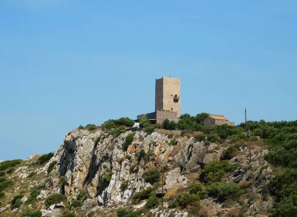 Uma Torre Arquitetura Tradicional Mani Grécia — Fotografia de Stock