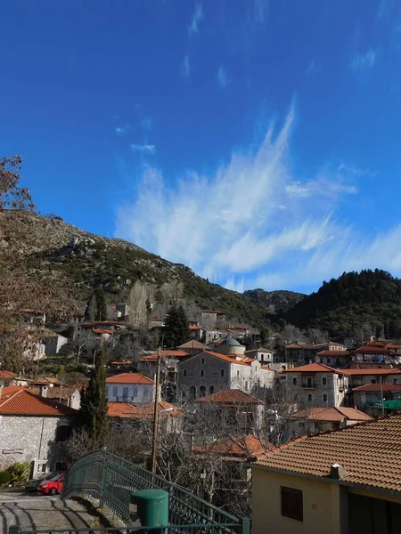 Arcadia Moreloponnese Yunanistan Daki Stemnitsa Kasabasının Manzarası Stok Fotoğraf