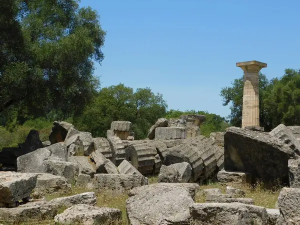 Ruins Temple Zeus Ancient Olympia Greece — Stock Photo, Image