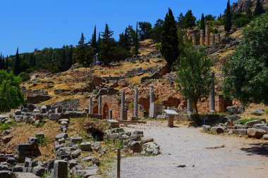 View of the archaeological site of the Oracle of Delphi, in Greece clipart