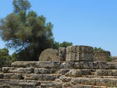 Yunanistan 'daki antik Olympia' daki Zeus tapınağının kalıntıları
