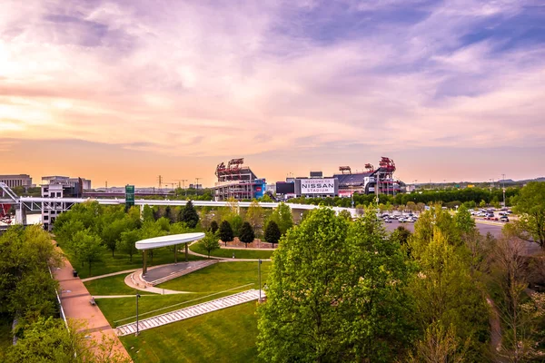 stock image Nashville Tennessee downtown skyline at Shelby Street Bridge