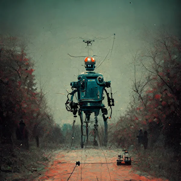 Robot Futuristica Scena Astratta Nel Mondo — Foto Stock