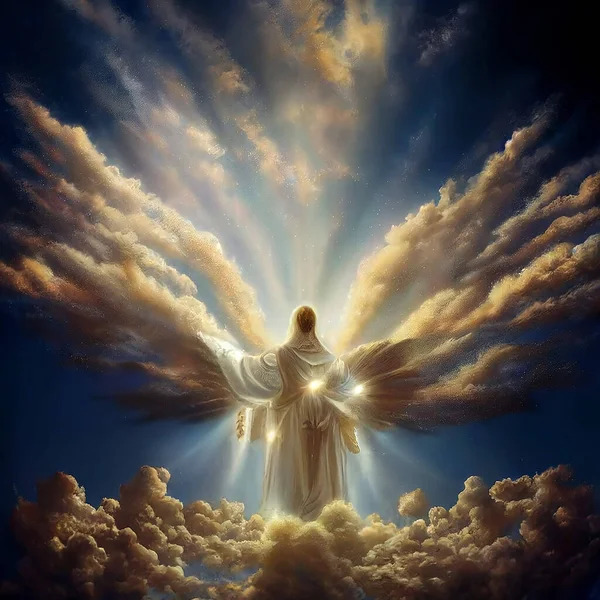 天使は雲デジタルアートで天国にいて — ストック写真