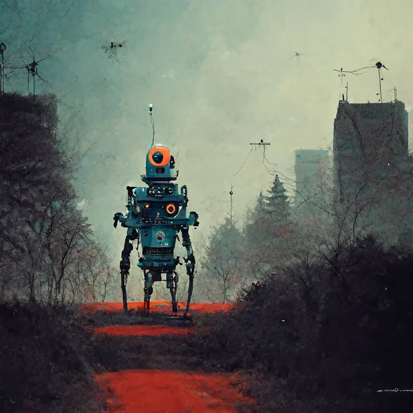 Robô Cena Abstrata Futurista Mundo — Fotografia de Stock