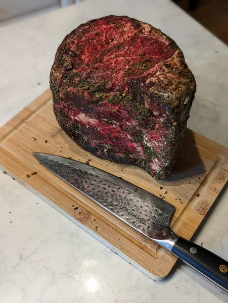 Krásný Suchý Starý Usda Prvočíslo Ribeye Steak Připraven Grilu — Stock fotografie