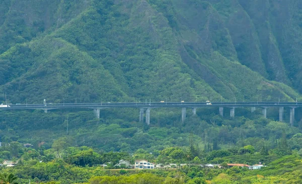 Autobahnbrücke Den Hawaii Bergen Von Oahu — Stockfoto