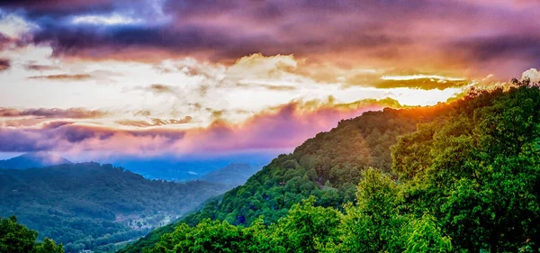 Утренний Восход Солнца Долине Мэгги Горах Северной Каролины — стоковое фото